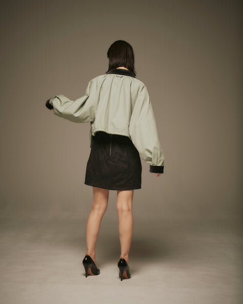 MRS.WORKWARE SUEDE BALLOON MINI SKIRT #754