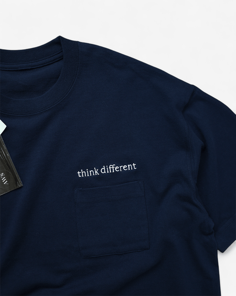 AWS t-shirt NAVY x WHITE / MEDIUM AWS HEAVY WEIGHT POCKET T-SHIRT - THINK DIFFERENT