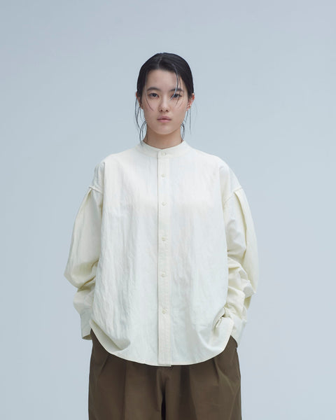 mrs.workware shirt MRS.WORKWARE BAND COLLAR SPLIT-BACK SHIRT #713