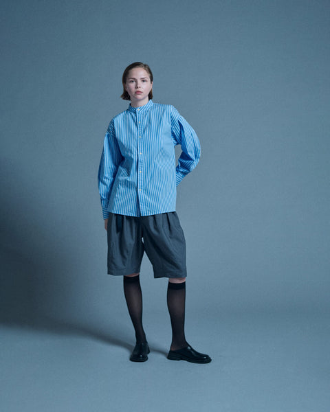 mrs.workware shirt MRS.WORKWARE BAND COLLAR SPLIT-BACK SHIRT #713