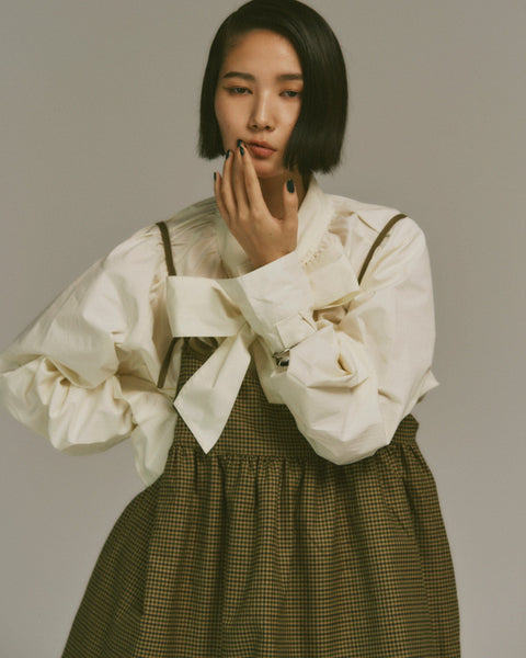 mrs.workware tops IVORY / ONE SIZE MRS.WORKWARE BOWTIE SHIRT #743