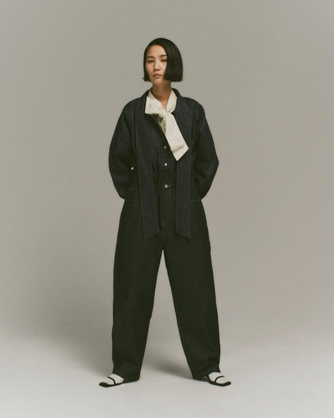 mrs.workware tops DENIM / ONE SIZE MRS.WORKWARE BOWTIE SHIRT #743