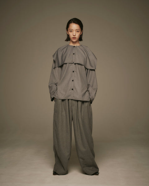 mrs.workware shirt GREY / ONE SIZE MRS.WORKWARE CAPE SHIRT #760