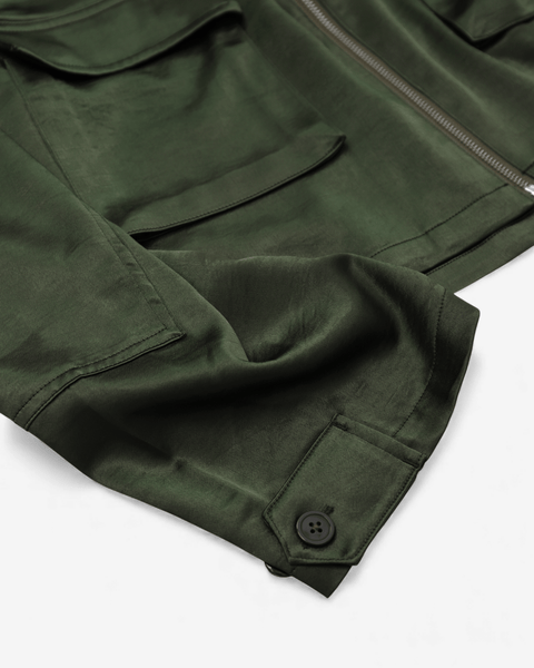 mrs.workware jackets MRS.WORKWARE CROPPED ZIP SATIN JACKET #748