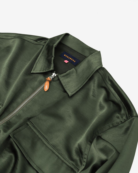 mrs.workware jackets MRS.WORKWARE CROPPED ZIP SATIN JACKET #748