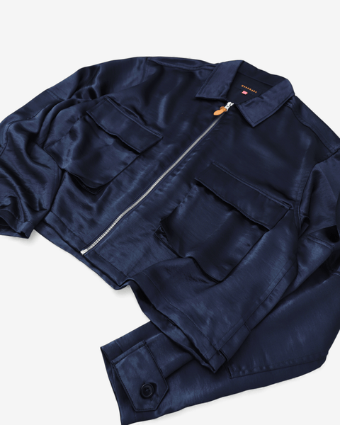 mrs.workware jackets MRS.WORKWARE CROPPED ZIP SATIN JACKET #748