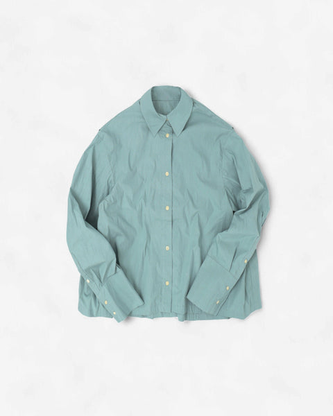 mrs.workware shirt LIGHT GREEN / ONE SIZE MRS.WORKWARE LIGHT COTTON BACK PLEATS SHIRT #716