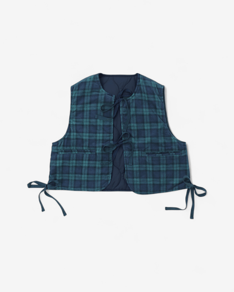 mrs.workware jackets NAVY/CHECKS / ONE SIZE MRS.WORKWARE REVERSIBLE LINER SHORT VEST #612
