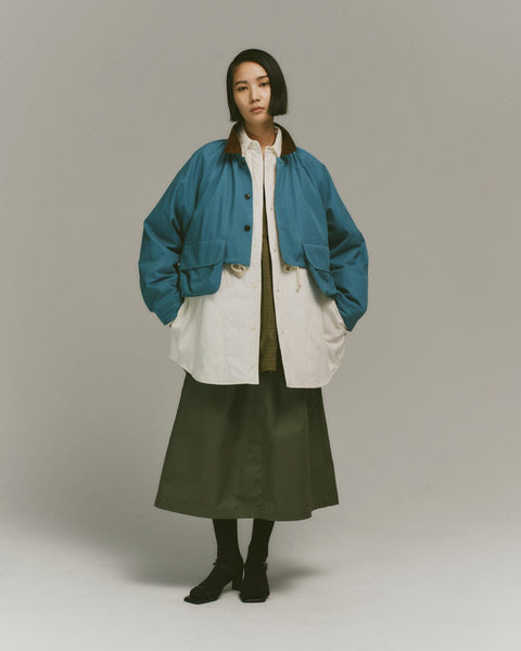 mrs.workware shirt LAKE BLUE / ONE SIZE MRS.WORKWARE SILK COTTON SHORT JACKET #737