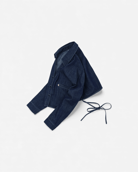 mrs.workware shirt DENIM / ONE SIZE MRS.WORKWARE SLUB DENIM CROPPED SHIRT #686