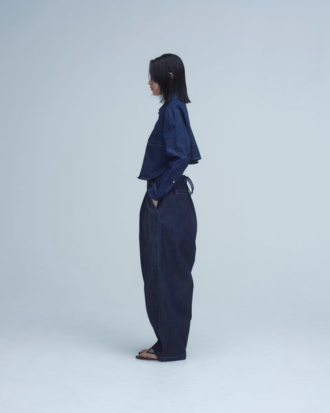 mrs.workware shirt DENIM / ONE SIZE MRS.WORKWARE SLUB DENIM CROPPED SHIRT #686