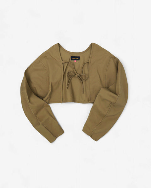 mrs.workware tops KHAKI / ONE SIZE MRS.WORKWARE SOFT COTTON TWILL CARDIGAN #715