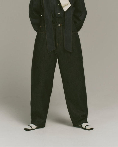 mrs.workware pants DENIM / ONE SIZE MRS.WORKWARE TUCK DENIM JEANS #732