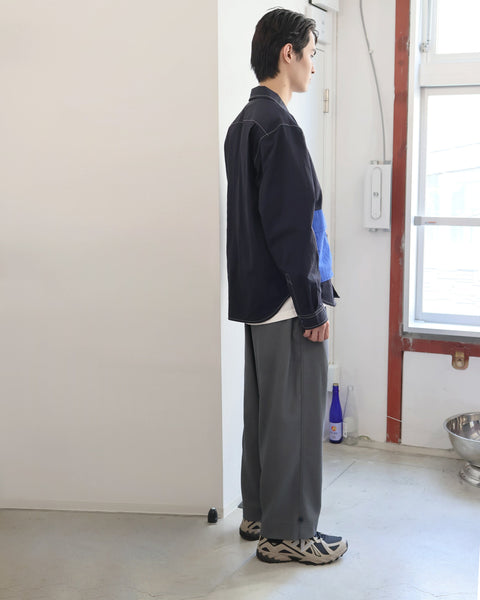 WORKWARE shirt NYLON 2 TONE OPEN COLLAR SHIRT #671