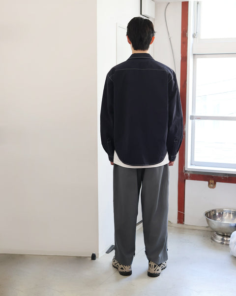 WORKWARE shirt NYLON 2 TONE OPEN COLLAR SHIRT #671