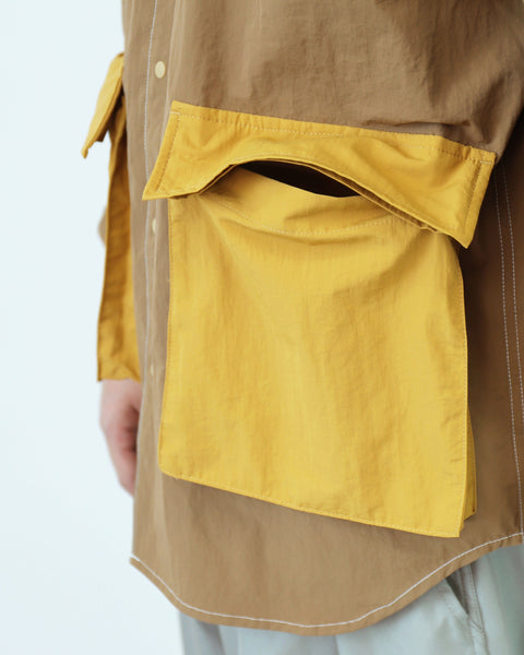 WORKWARE shirt NYLON 2 TONE OPEN COLLAR SHIRT #671