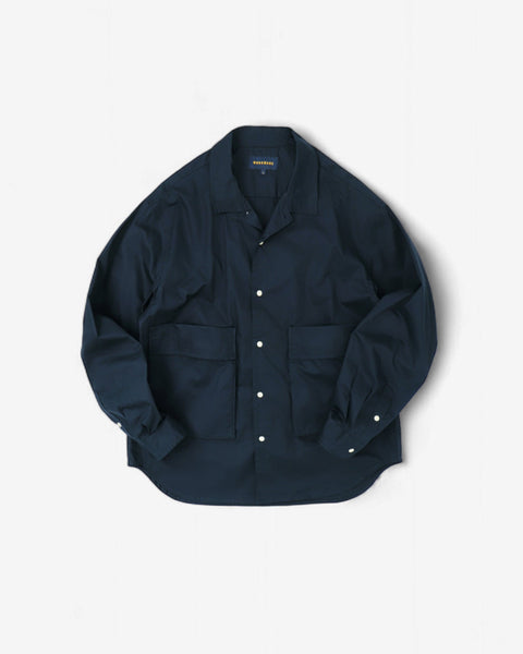 WORKWARE shirt NAVY / MEDIUM OPEN COLLAR TWILL SHIRT #706