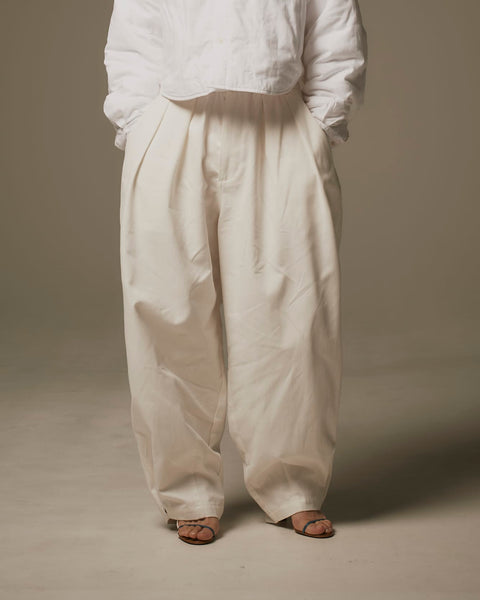 WORKWARE pants WHITE - medium weight / SMALL (W24" - W32") SOFT WASHED HBT UNISEX BALLOON PANTS #444