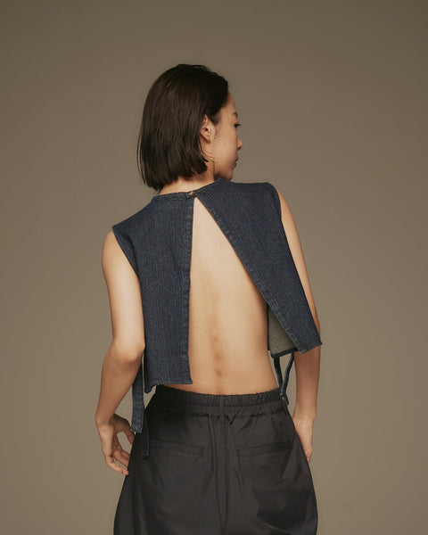 MRS.WORKWARE WASHED DENIM SHORT VEST #665