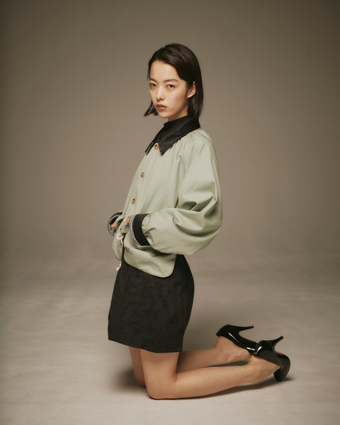 MRS.WORKWARE SUEDE BALLOON MINI SKIRT #754
