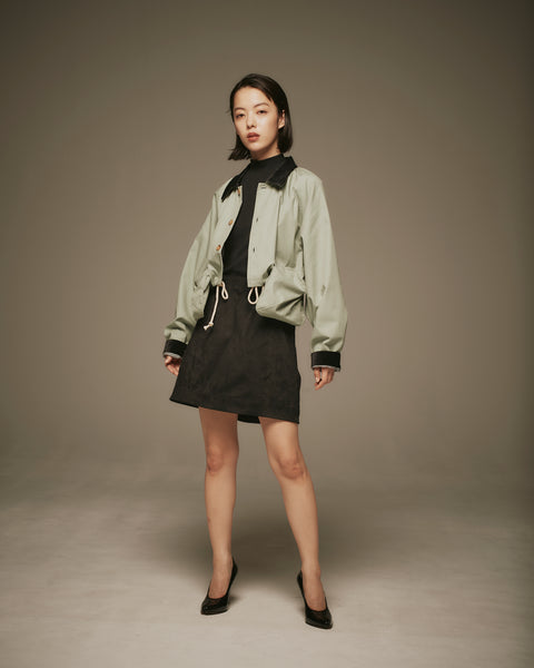 MRS.WORKWARE SUEDE BALLOON MINI SKIRT #754