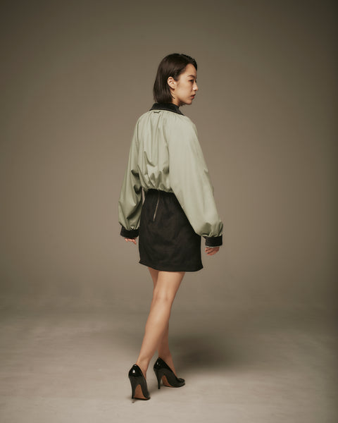 MRS.WORKWARE SUEDE BALLOON MINI SKIRT #754