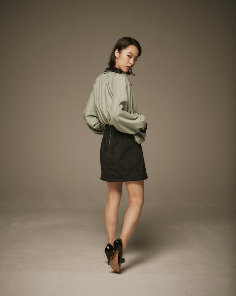MRS.WORKWARE SUEDE BALLOON MINI SKIRT #754