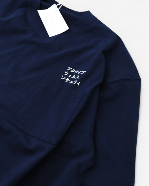 AWS t-shirt NAVY x WHITE / MEDIUM AWS HEAVY WEIGHT POCKET T-SHIRT - KATAKANA