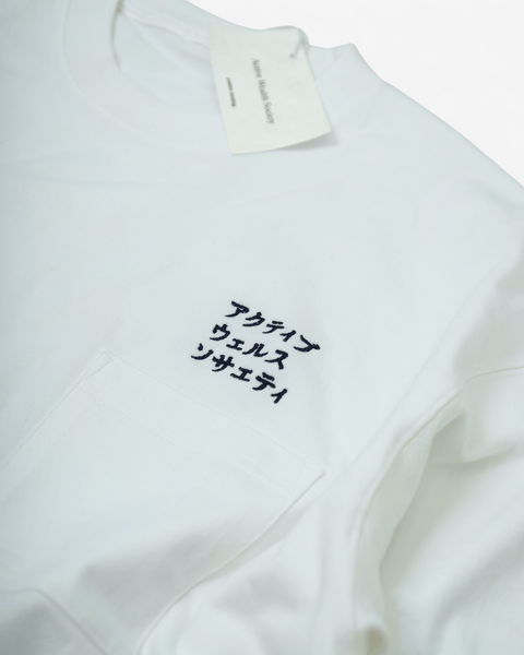 AWS t-shirt WHITE x NAVY / MEDIUM AWS HEAVY WEIGHT POCKET T-SHIRT - KATAKANA