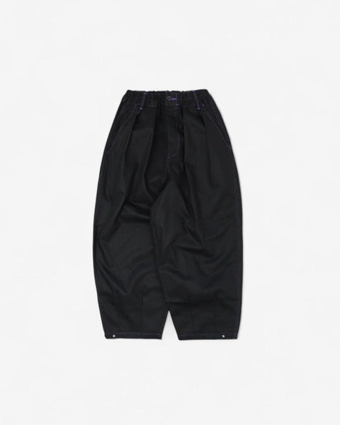 WORKWARE pants BLACK x PURPLE / SMALL (W24" - W32") CONTRAST STITCH UNISEX BALLOON PANTS #444