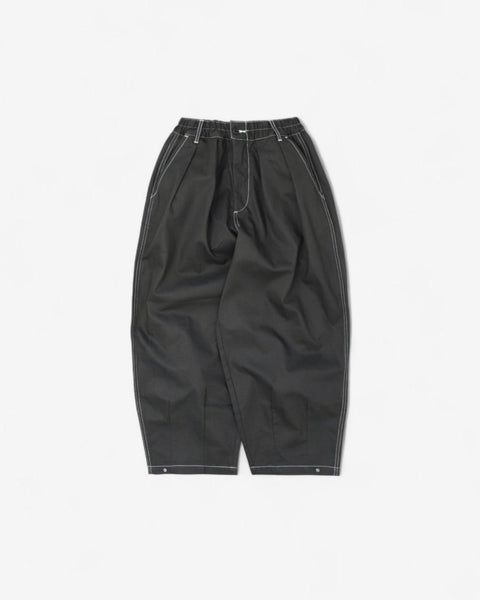 WORKWARE pants DARK GREY x BEIGE / SMALL (W24" - W32") CONTRAST STITCH UNISEX BALLOON PANTS #444