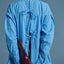 mrs.workware shirt STRIPE / ONE SIZE MRS.WORKWARE BAND COLLAR SPLIT-BACK SHIRT #713