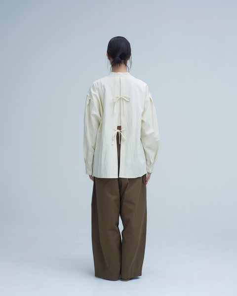 mrs.workware shirt MRS.WORKWARE BAND COLLAR SPLIT-BACK SHIRT #713