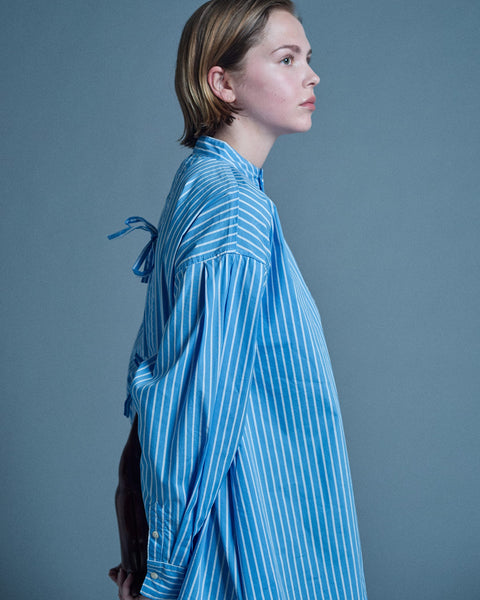 mrs.workware shirt MRS.WORKWARE BAND COLLAR SPLIT-BACK SHIRT #713
