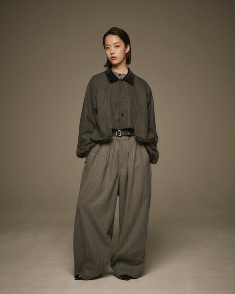 mrs.workware jackets GREY PINSTRIPE / ONE SIZE MRS.WORKWARE CROPPED BLOUSON #759
