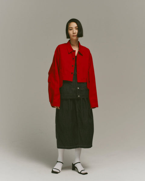 mrs.workware shirt RED / ONE SIZE MRS.WORKWARE CROPPED SHIRT #735