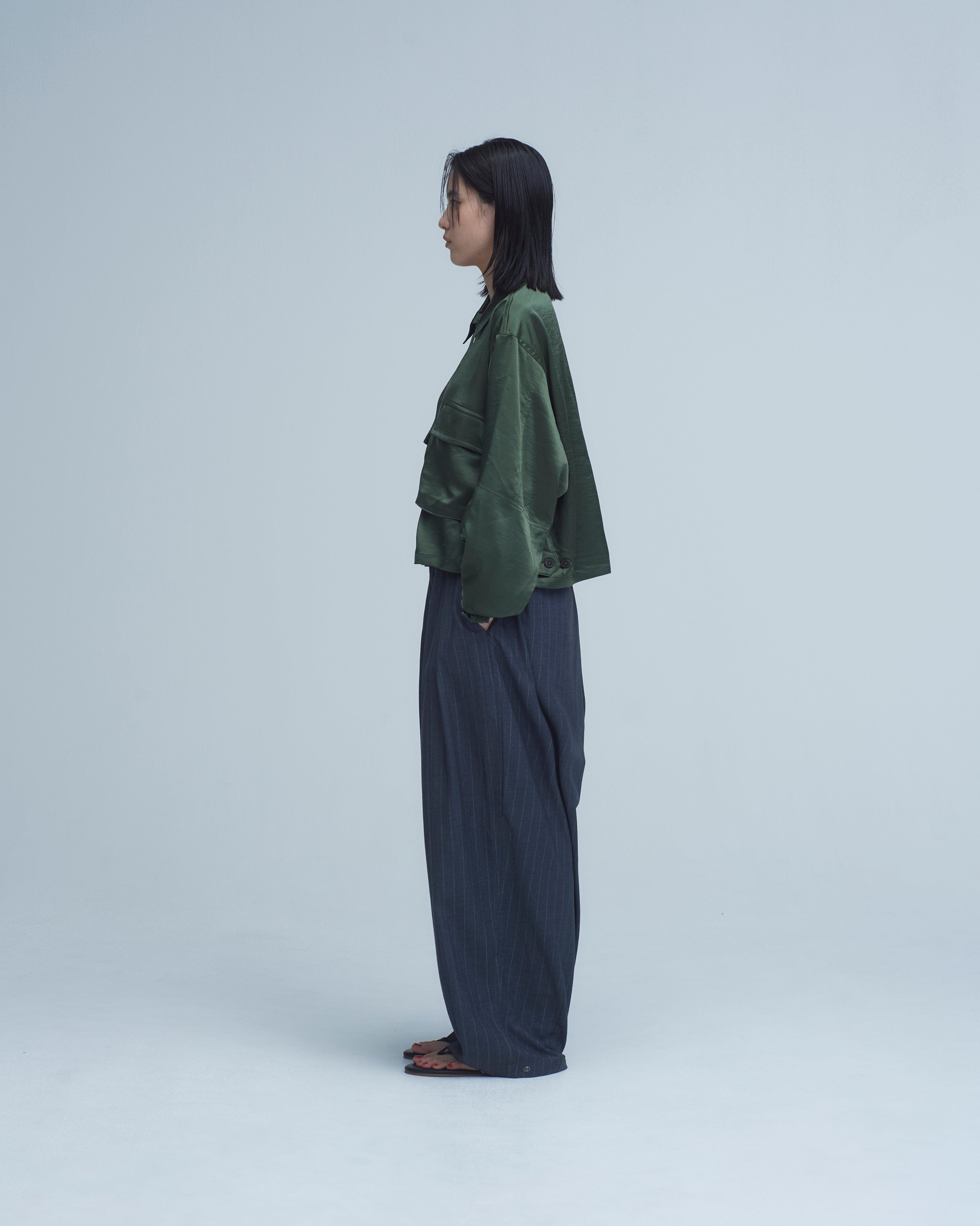 MRS.WORKWARE SATIN CROPPED ZIP JACKET #748