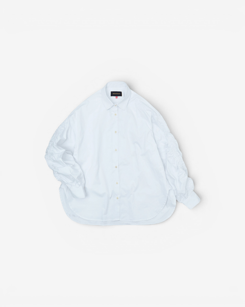 mrs.workware shirt WHITE / ONE SIZE MRS.WORKWARE SHIRRED SLEEVE SHIRT #751