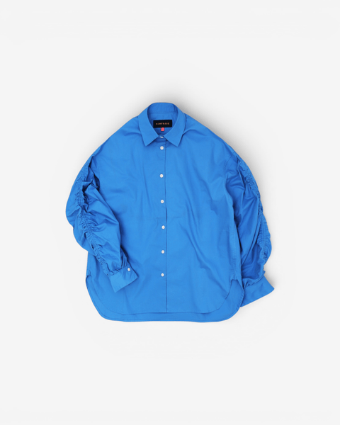 mrs.workware shirt BLUE / ONE SIZE MRS.WORKWARE SHIRRED SLEEVE SHIRT #751