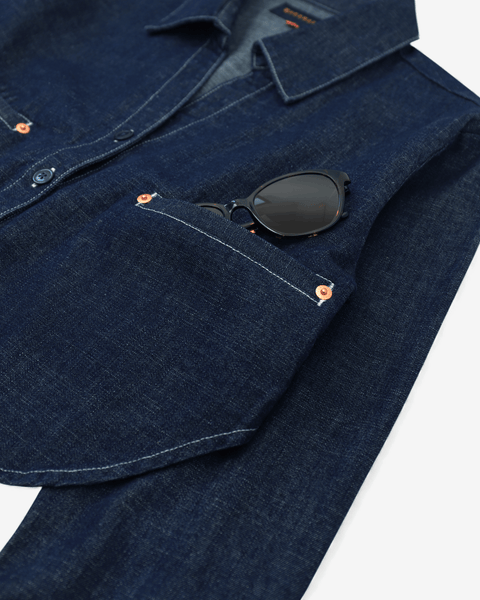 mrs.workware shirt DENIM / ONE SIZE MRS.WORKWARE SLUB DENIM CROPPED SHIRT #686