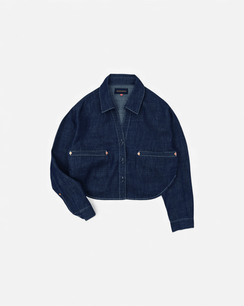 mrs.workware shirt DENIM / ONE SIZE MRS.WORKWARE SLUB DENIM CROPPED SHIRT #686