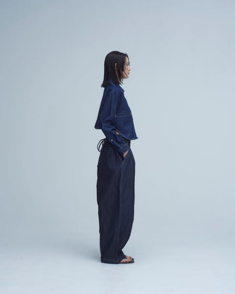 mrs.workware shirt DENIM / ONE SIZE MRS.WORKWARE SLUB DENIM CROPPED SHIRT #686