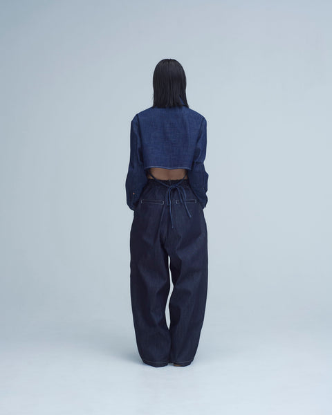mrs.workware shirt DENIM / ONE SIZE MRS.WORKWARE SLUB DENIM CROPPED SHIRT #686