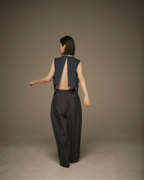 mrs.workware tops DENIM / ONE SIZE MRS.WORKWARE WASHED DENIM SHORT VEST #665