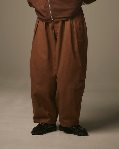 WORKWARE pants BROWN - medium weight / SMALL (W24" - W32") SOFT WASHED HBT UNISEX BALLOON PANTS #444