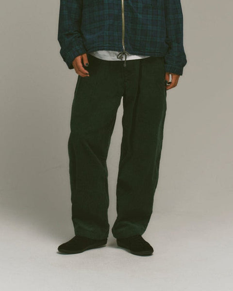 WORKWARE pants DARK GREEN / SMALL (W24" - W32") UNISEX CORDUROY WIDE PANTS #682