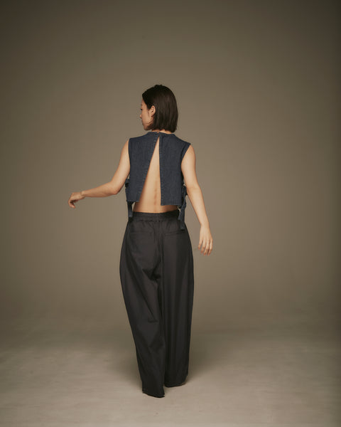 MRS.WORKWARE WASHED DENIM SHORT VEST #665